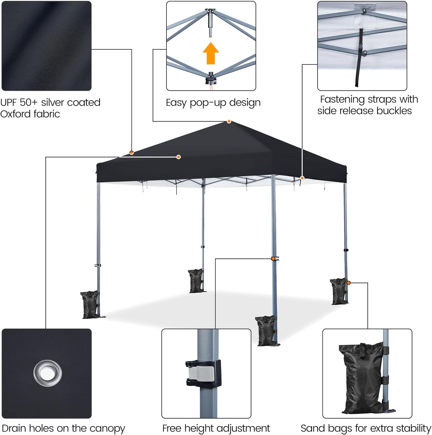 Yaheetech 12x12 Pop Up Canopy Easy Set-up Tent, Portable Outdoor Canopy Instant Tent, Commercial Gazebo with Wheeled Carry Bag & 4 Sandbags for Home, Party & Outdoor Activities, Black