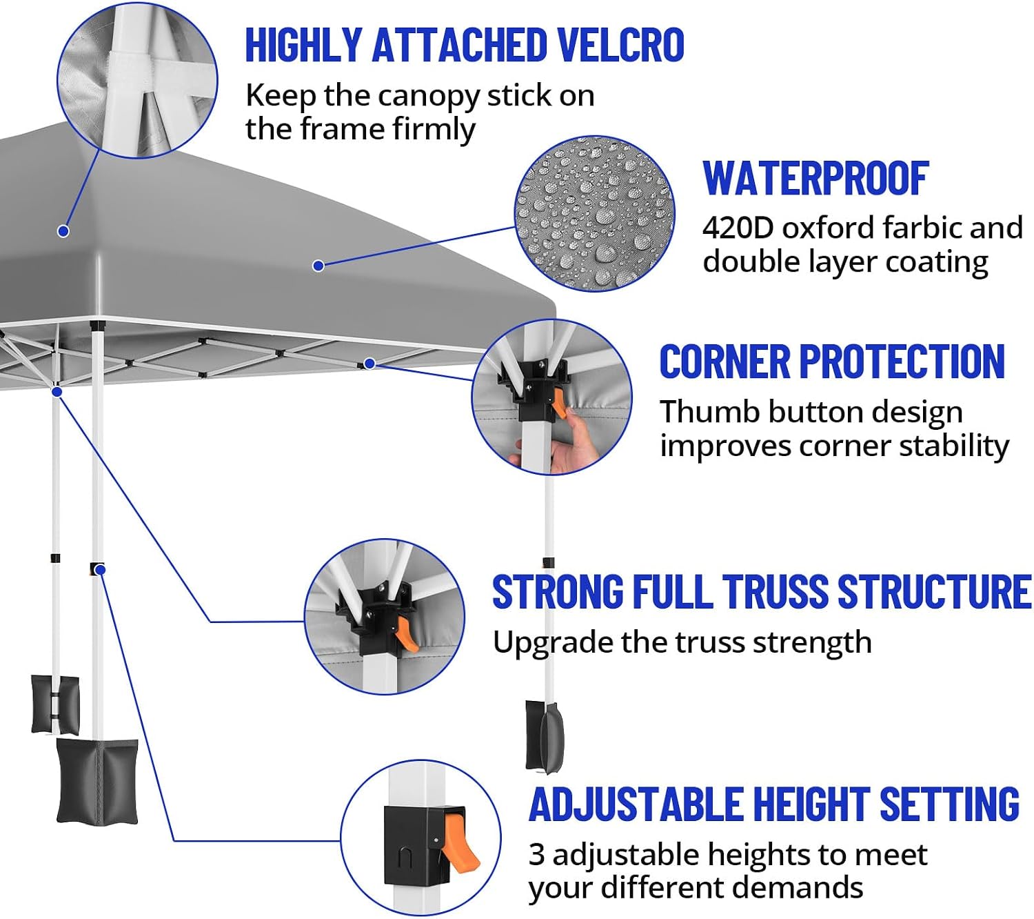 10x20 Pop Up Canopy Tent with 6 Sidewalls Waterproof Outdoor Party Tent Canopy Tents with Adjustable Height Commercial Event Gazebo for Backyard Wedding, Parties