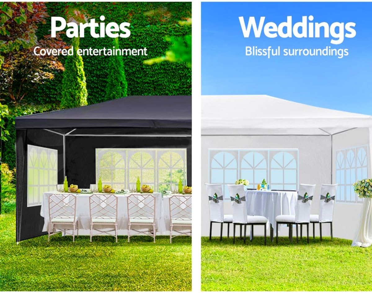 10X20' Outdoor Party Tent with Waterproof for Wedding, Party Tent with Removable Sidewalls, Pop Up Gazebo with Event (Black)