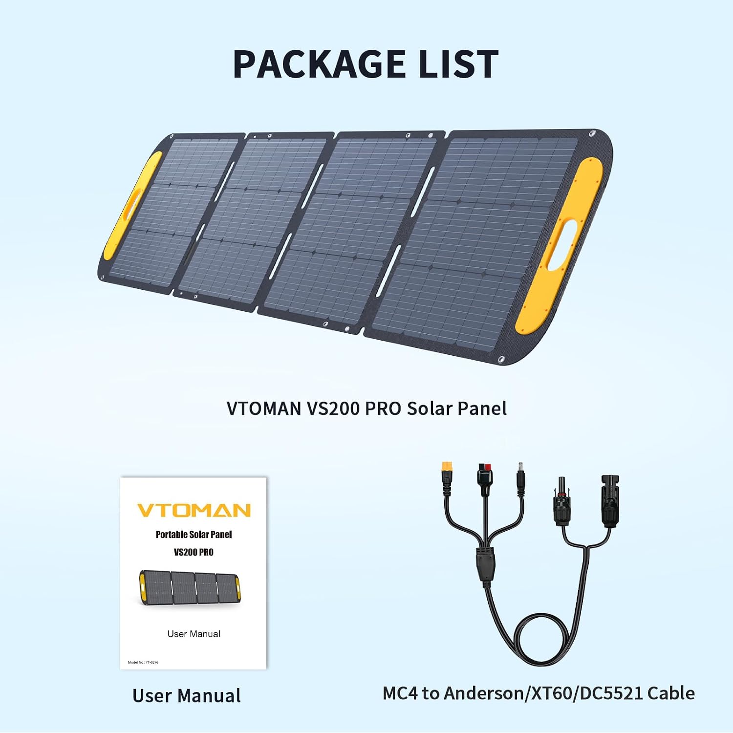 VTOMAN VS220 Pro Portable Solar Panel 220W 48V, 23% Efficiency Foldable Solar Panel w/ IP67 Waterproof & MC-4 Anderson XT60 DC5521 Adapters & Adjustable Kickstands, Off-Grid Power for Home & Camping