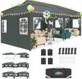 COBIZI 10x20 Pop Up Canopy Tent with 6 Sidewalls One Push Setup Outdoor Commercial Gazebo Waterproof UPF 50+ Party Tent with Carry Bag,Air Vent,Sandbag Tents for Parties,Wedding,Backyard,Gray