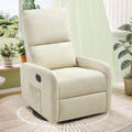 Jocisland Nursery Glider Chairs, Swivel Rocking Chair, Massage Rocker Recliner with High Back for Living Room Bedroom, Comfy Upholstered Modern Nursing Reclining Single Sofa, White Teddy