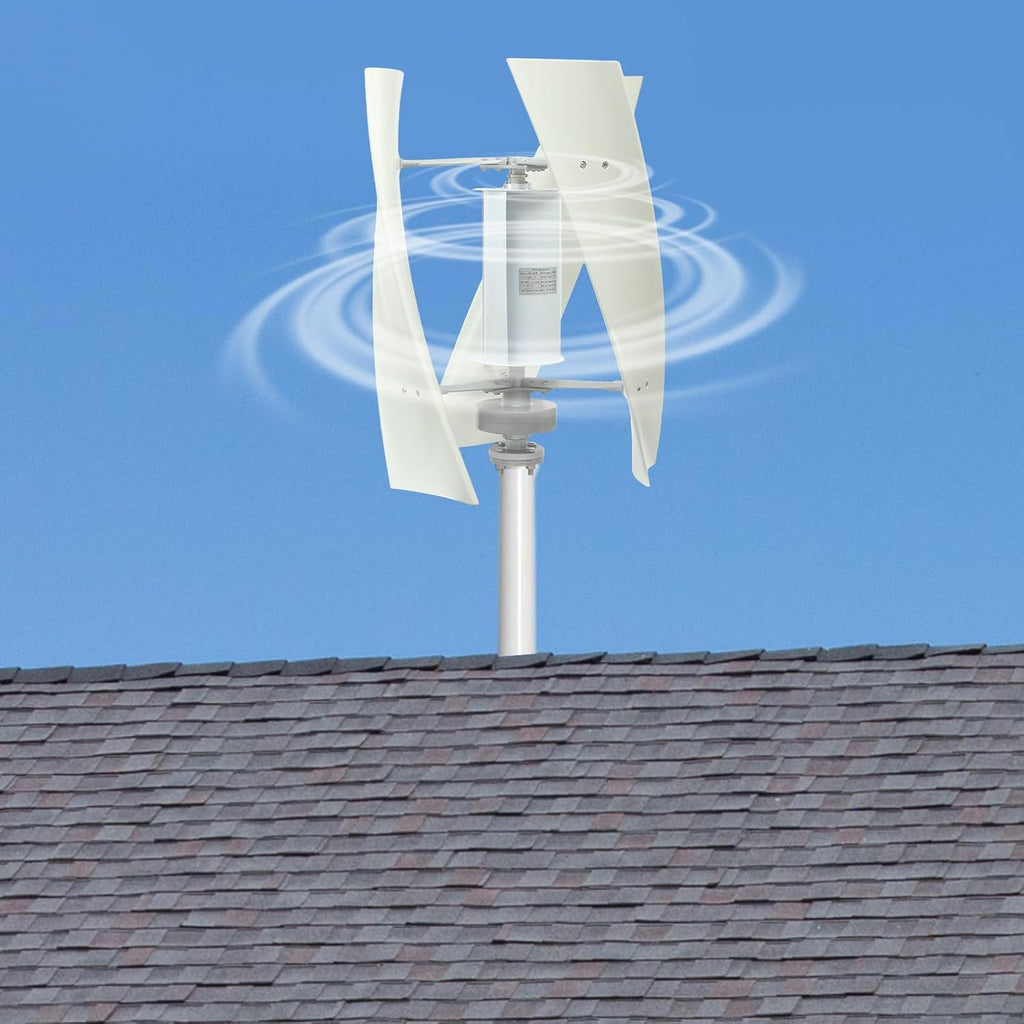 Wind Generator, 500W 12V 3 Blade Vertical Wind Turbine Generator Vertical Axis Wind Turbine Vertical Wind Generators Kit Wind Power Generators w/Auxiliary Wind Wheel for Home, Business, Ships