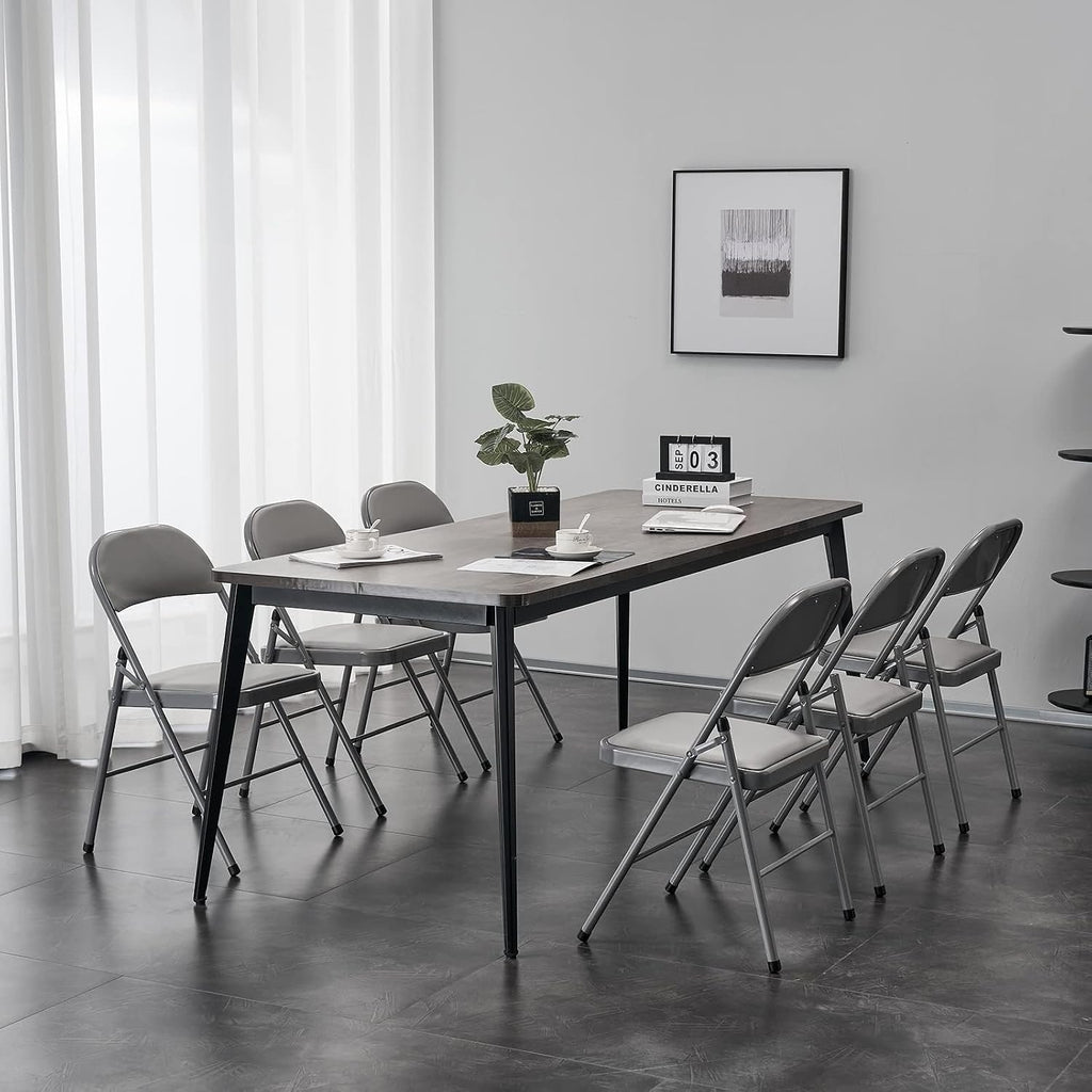 Karl home 10 Pack Grey Folding Chairs with Padded Seats for Outdoor & Indoor, Portable Stackable Commercial Seat with Steel Frame for Events Office Wedding Party, 330lbs Capacity