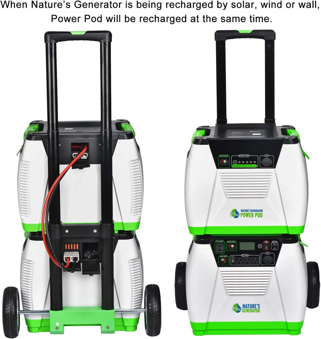 Nature's Generator Platinum System 1800W Solar & Wind Powered Pure Sine Wave Off-Grid Generator + 1200Wh Power Pod (1920Wh total) + 3 of 100W Solar Panels w/Infinite Expandability, Gasless, Fumeless