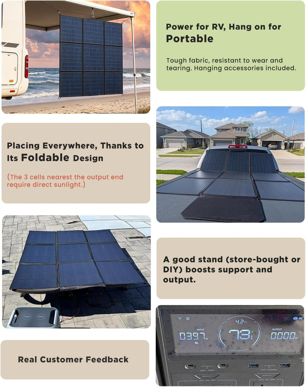 LVYUAN 200W Portable Solar Panel, 24V Foldable Blanket Solar Panel IP64 P-PERC, Upgraded 23% Efficiency for Solar Power Station Generator for Outdoor Camping with Anderson Plug, 12 Pounds