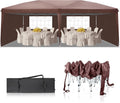 Outvita 10x20ft Pop Up Canopy Tent, Outdoor Instant Shelter Folding Canopy with 4 Side Walls and Carry Bag for Commercial Events, Party, Backyard BBQ, Camping Brown