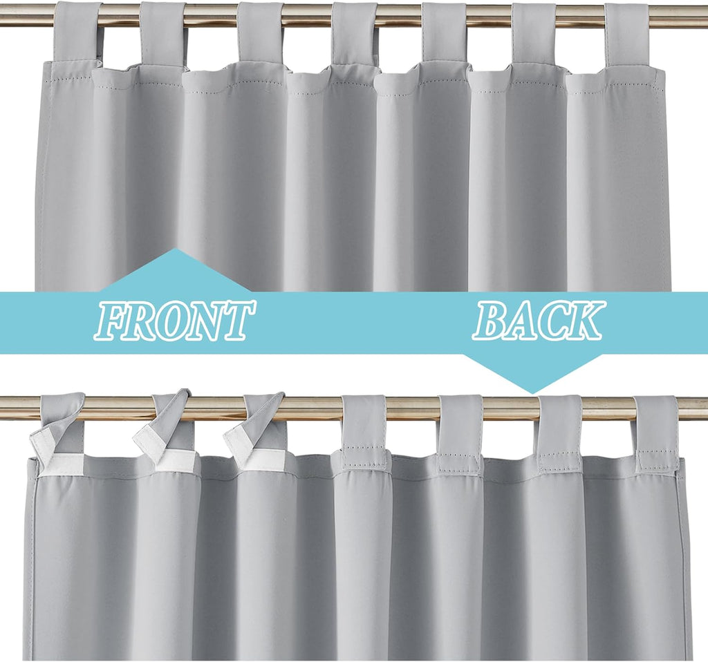 Indore/Outdoor Curtains for Patio Porch Pergola Cabana, Weatherproof Wide Tab Top Outdoor Curtains for Gazebo, Deck, Light Grey Solid 52 Wide by 72 Long Panel (Pack of 1)