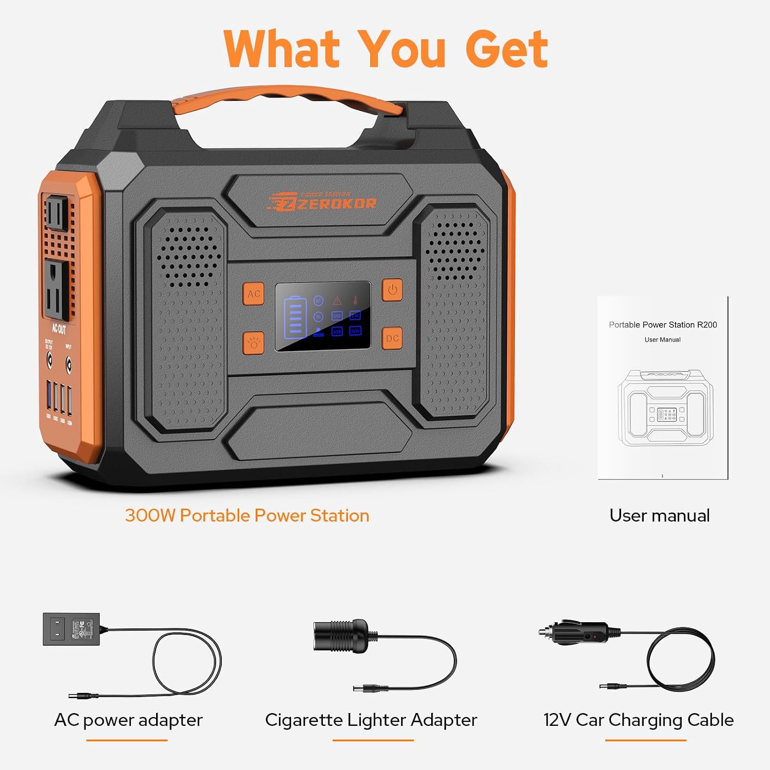 ZeroKor Solar Generator with Panel, 300W Portable Power Station with Solar Panel 40W, 110V Pure Sine Wave AC Outlet Electric Generator for Home Use Outdoor RV Camping