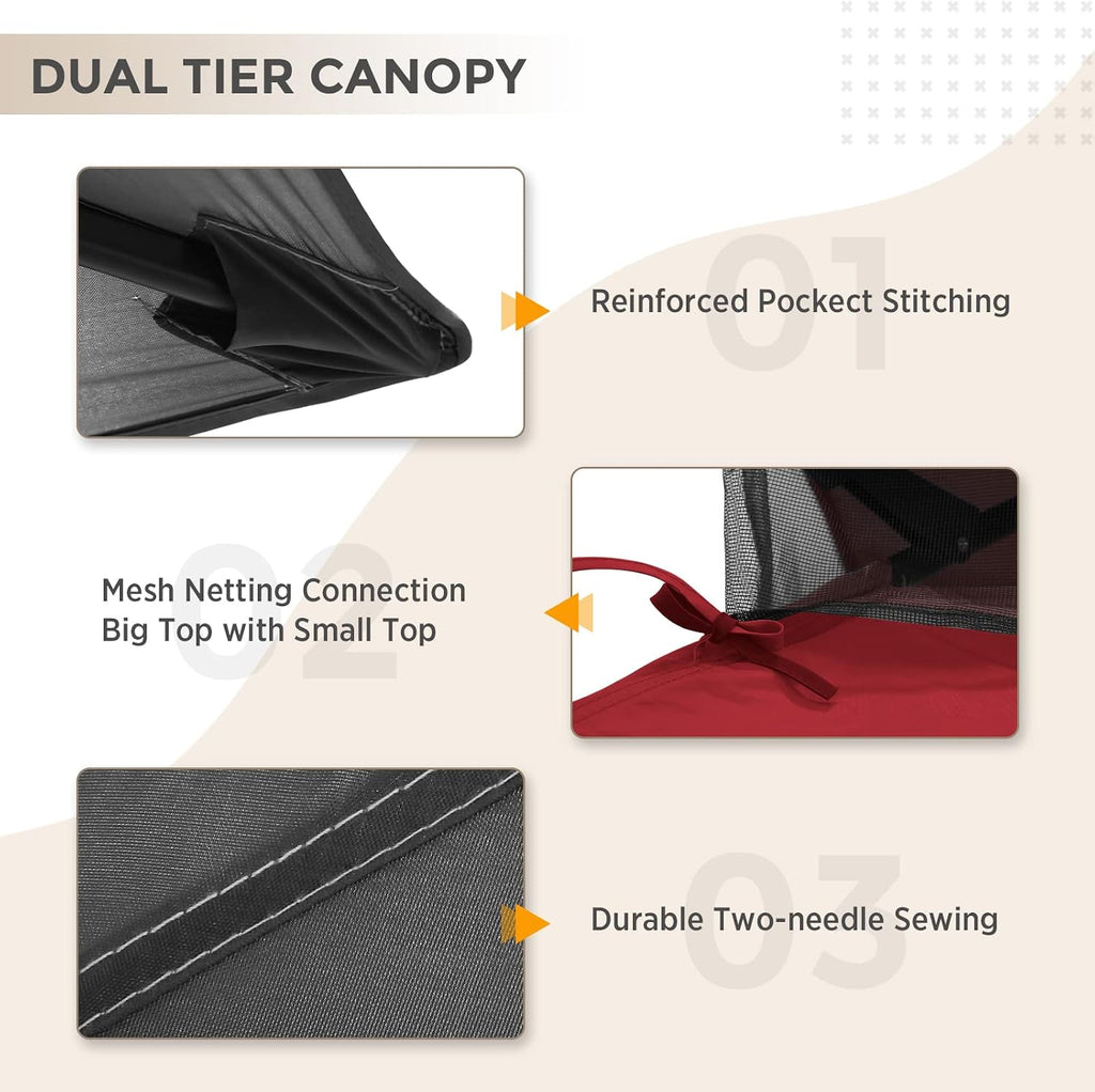 COOS BAY 11x11 Replacement Gazebo Top with Air Vent Sunshade Polyester Top Cover Only, Red