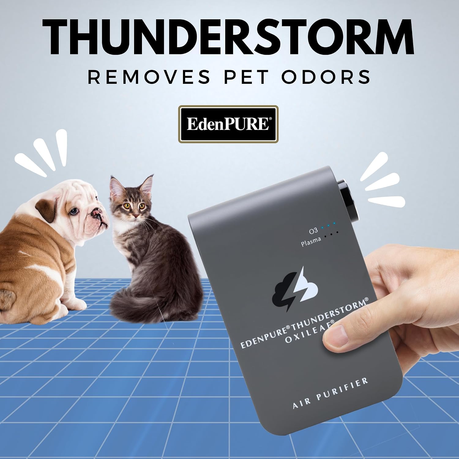 EdenPURE Thunderstorm III Air Purifier – Small Plug-In Ozone Generator & Ionizer – Eliminates Odors, Pet Smells, Smoke, Mold – Filter-Free Portable Cleaner for Home, Travel, Car, Office Use