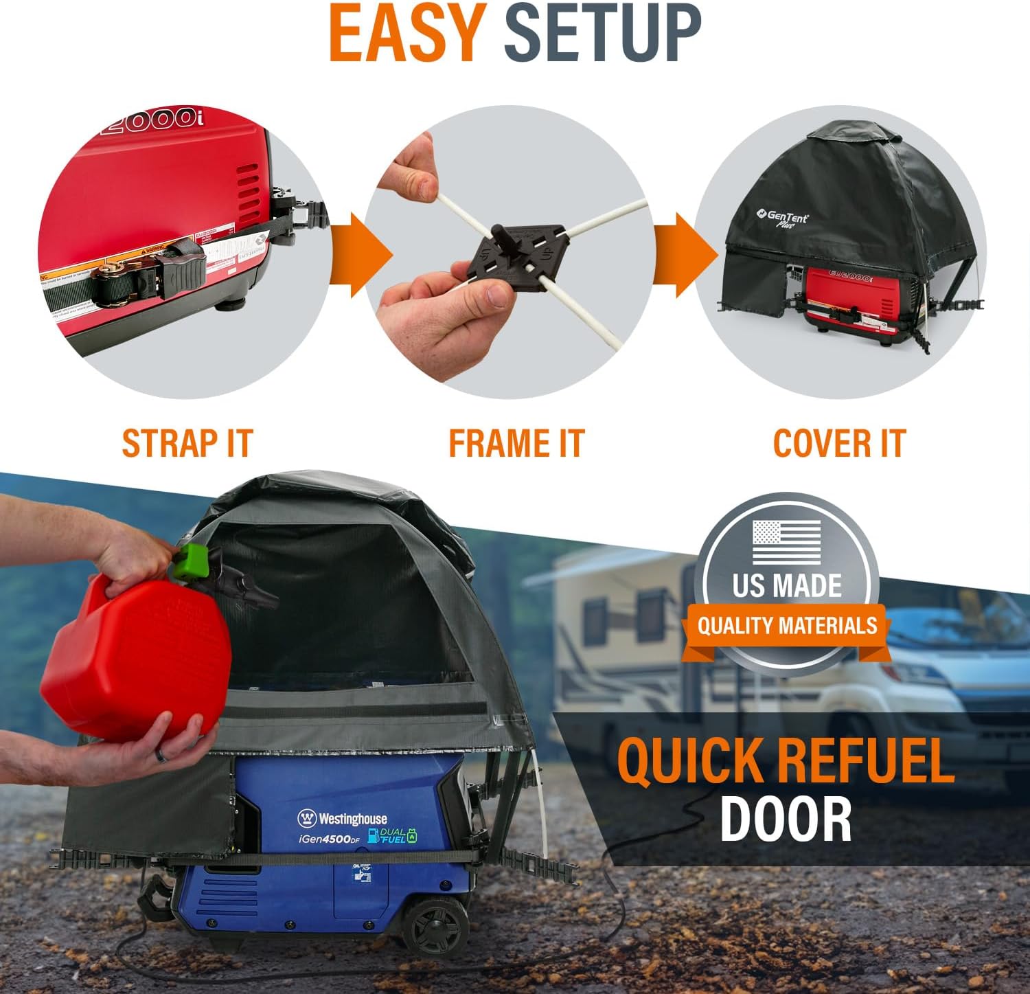 GenTent Inverter Running Cover – Generator Tent for Fully Encased Inverters (Black, Original - Plus)