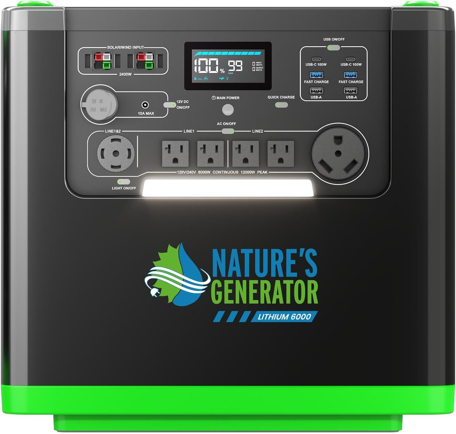 Natures Generator 3 Packs 3840Wh Solar Generator + 125A Automatic Transfer Switch, Lithium Batteries, 6000W Power Station for Home Backup, RVs, Emergencies, Power Outages, and Outdoor Camping
