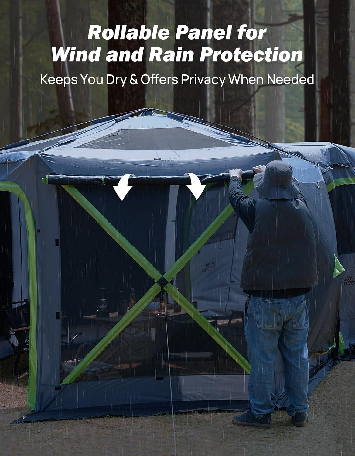 JOYTUTUS Dual-Use Pop up SUV Tents for Camping, 10x10.5 Ft Big Space 2 Rooms Car Tent, SUV Tailgate Tent for Family Camping, 5 Sides Canopy, Portable Carry Bag
