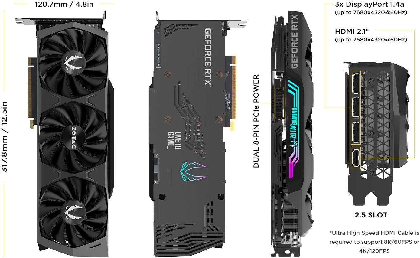 ZOTAC Gaming GeForce RTX 3080 Trinity 10GB GDDR6X 320-bit 19 Gbps PCIE 4.0 Gaming Graphics Card, IceStorm 2.0 Advanced Cooling, Spectra 2.0 RGB Lighting, ZT-A30800D-10P
