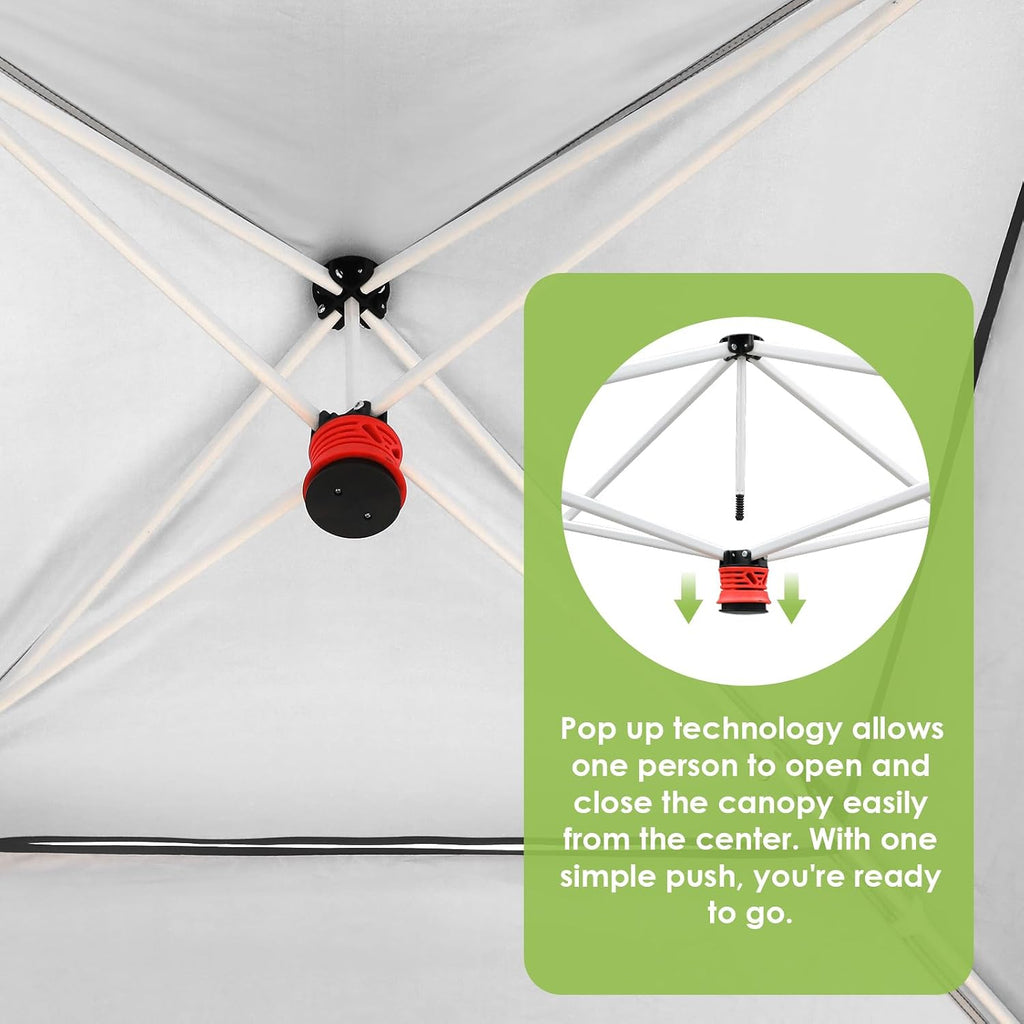 TLSUNNY 13X13 Pop Up Canopy Tent, Camping Shader W/Overhanging Eaves & Sand Bag, Outdoor Gazebo Shelter W/One Push Setup & Wheeled Bag, Height Adjustable, for Patio, Market, Party (Green, 13FTX13FT)