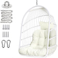 Chihee Egg Chair Foldable Wicker Rattan Hanging Swing Chairs Indoor Outdoor Patio Wicker Chair Hammock Chair with Stainless Steel Hanging Kit Chain Link UV Resistant Cushion Bedroom Balcony