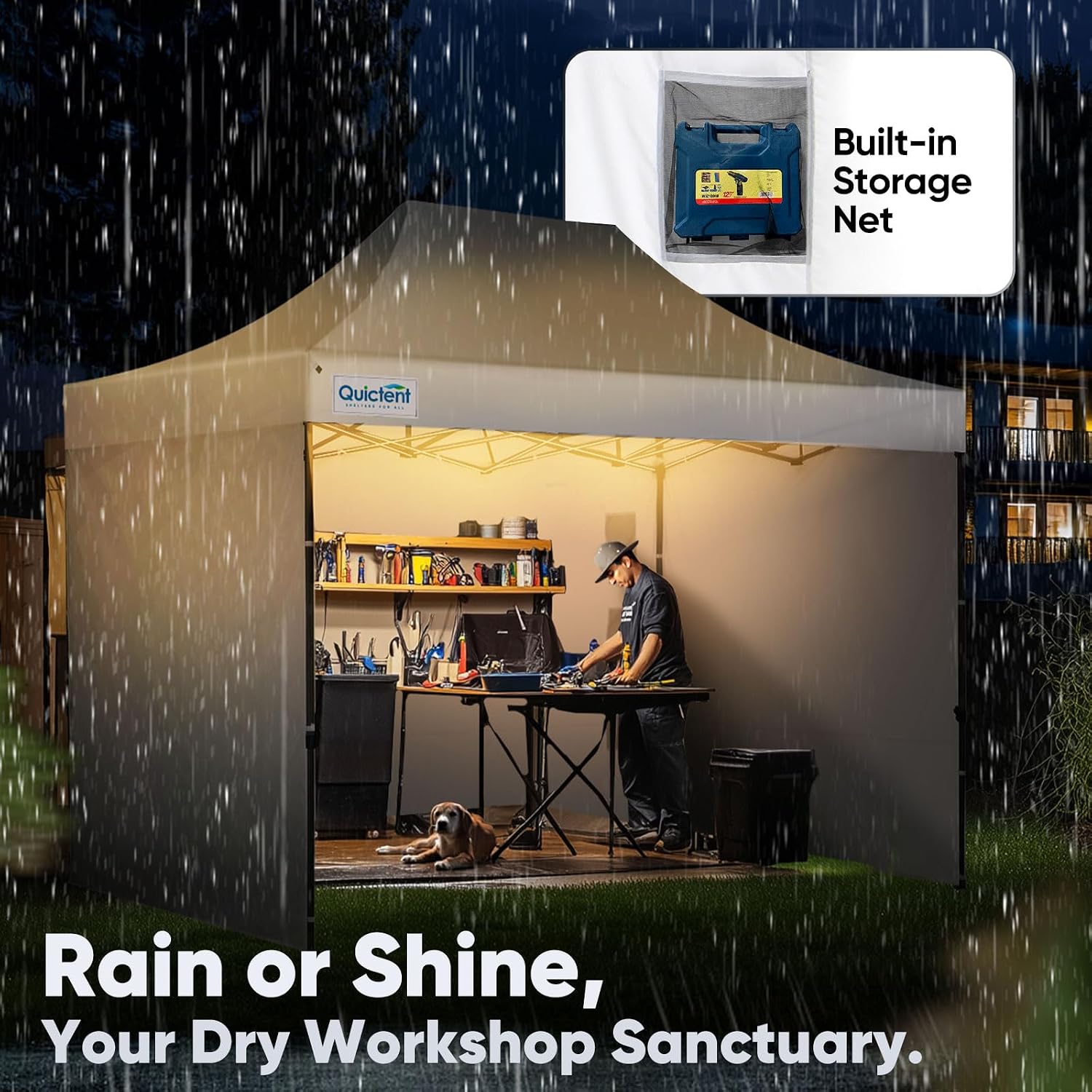 Quictent 10x15 Heavy Duty Pop up Canopy Tent with 3 Removable Sidewalls, Commercial Grade Instant Shelter with Wheeled Bag for Outdoor, Parties, Markets, 600D PU Coated UPF 50+ Sun Shield