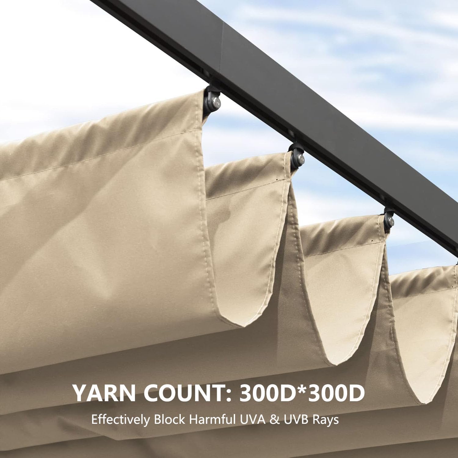 Pergola Shade Cover Replacement Canopy Top Compatible with 10 X 12 ft 6-Bar Pergola Frames - Beige (Canopy Size 116' W x 120' L, Canopy Top Only)