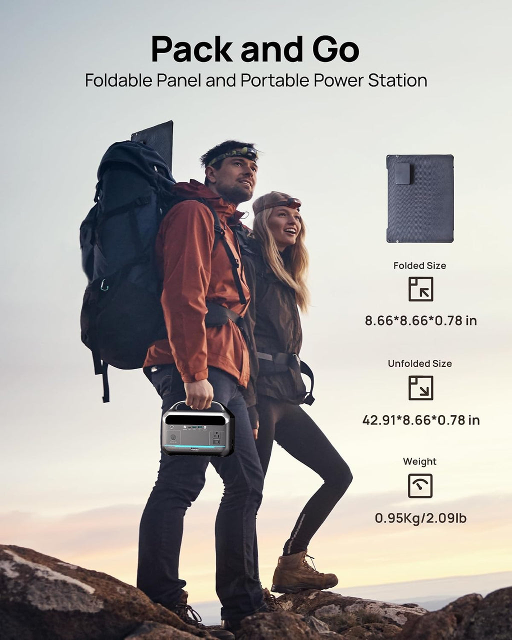 Portable Power Station 350W with 40W Foldable Solar Panel, 288Wh LiFePO4 Battery Solar Generator,110V/600W Surge Backup,Outdoor Power Bank for Hurricane Emergency,RV,Camping,Laptops,Off-Grid living
