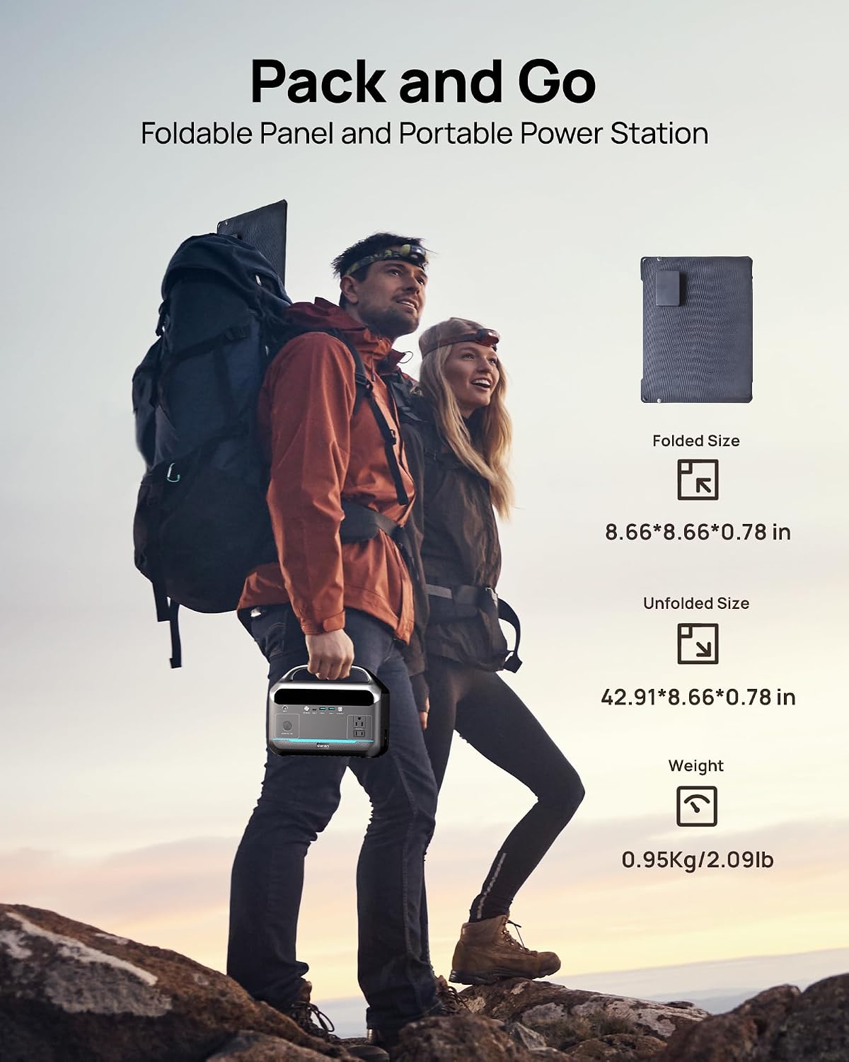 Portable Power Station 350W with 40W Foldable Solar Panel, 288Wh LiFePO4 Battery Solar Generator,110V/600W Surge Backup,Outdoor Power Bank for Hurricane Emergency,RV,Camping,Laptops,Off-Grid living