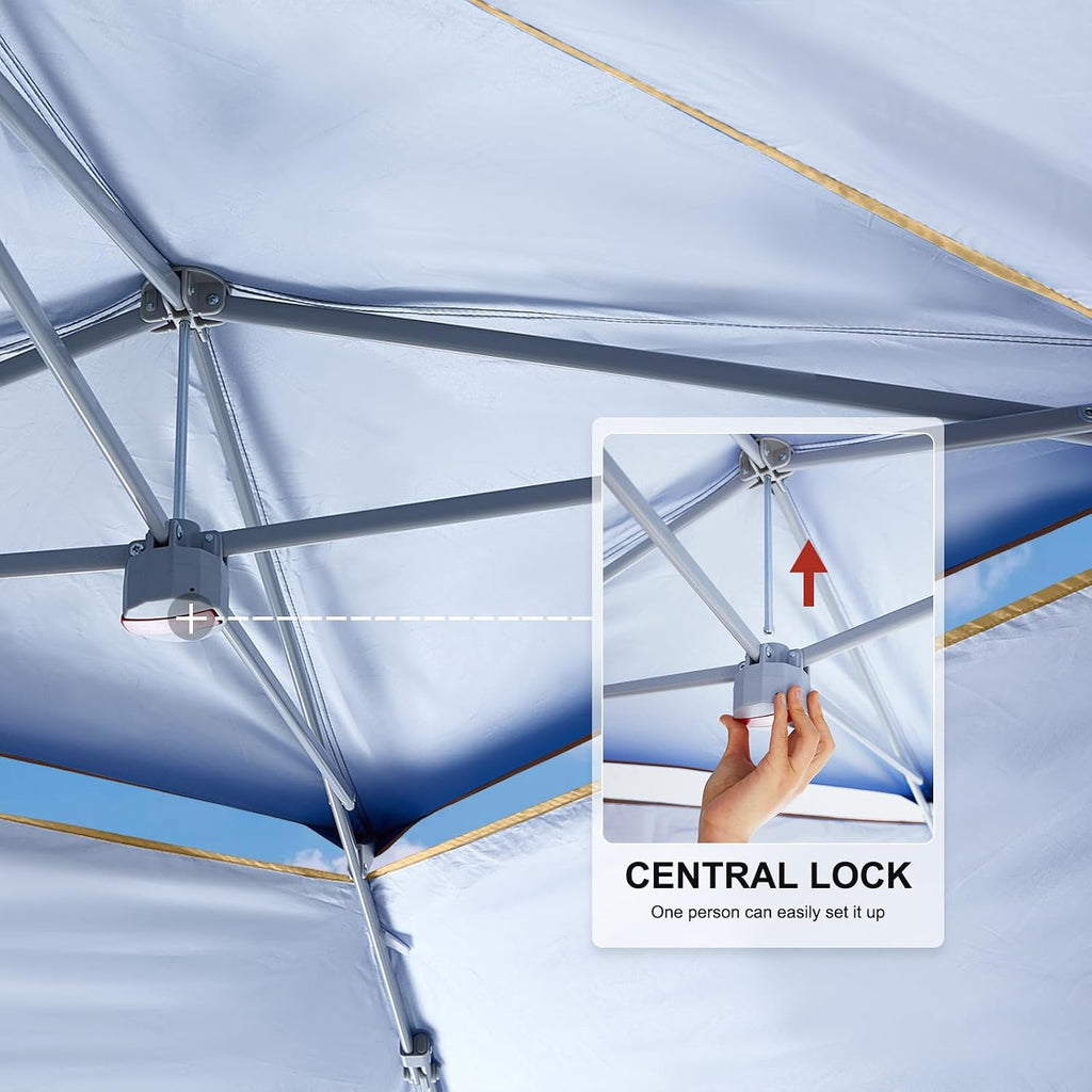 ABCCANOPY 13x13 Pop Up Canopy Base on 10x10 Canopy Frame with Double Ventilated Top, 4 Sandbags, 4 Ropes and 8 Stakes (Beige)