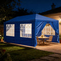 Party Tent for Outdoor Wedding, Birthday, Event, Patio Gazebo, Carport Canopy Shade With Removable Sidewalls & Transparent Window (10'x20'/6 Sidewalls Blue)