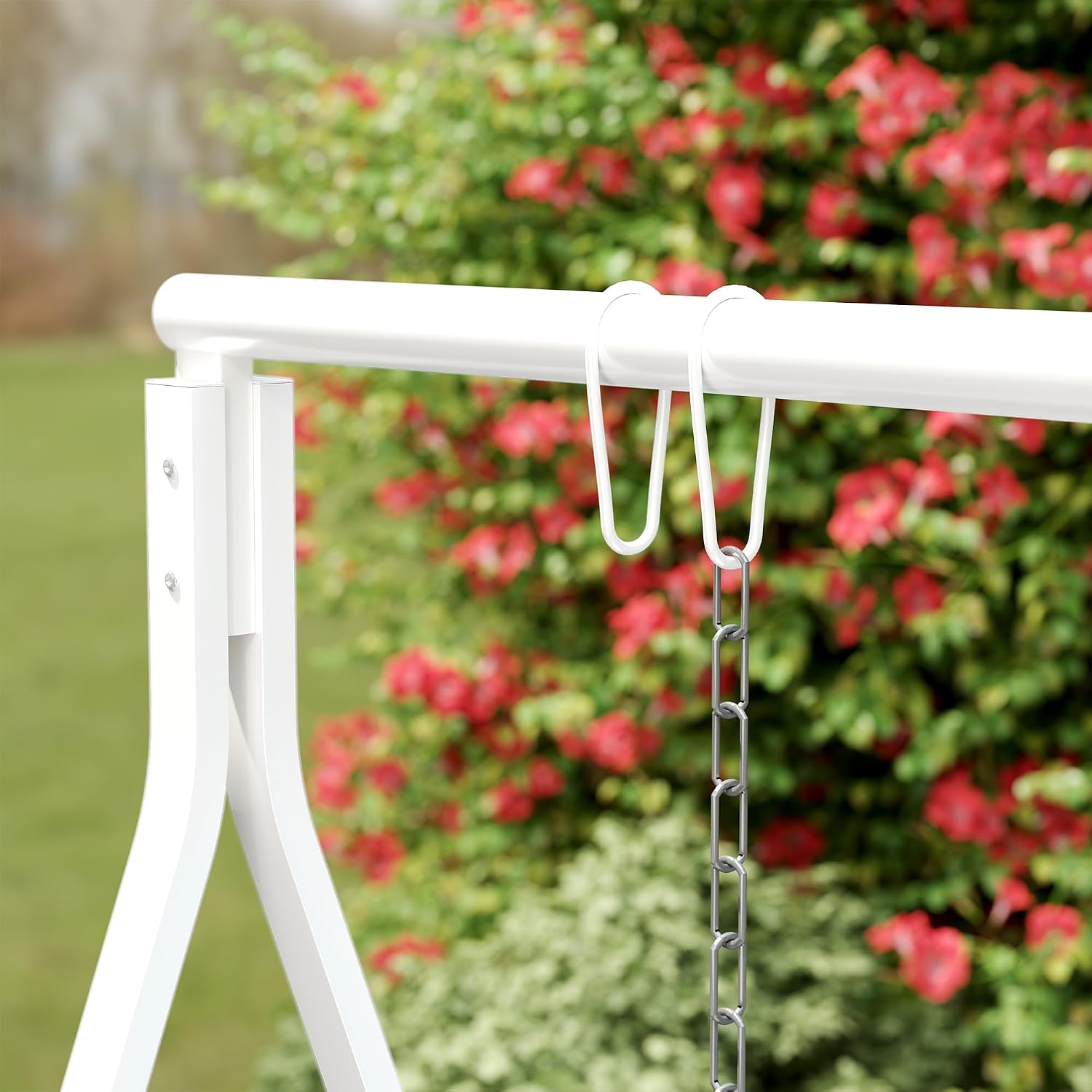 Outsunny Metal Porch Swing Stand, Heavy Duty Swing Frame, Hanging Chair Stand Only, 528 LBS Weight Capacity, for Backyard, Patio, Lawn, Playground, White