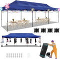 COBIZI 10x30 Pop up Canopy, Heavy Duty Outdoor Party Tents for Parties, Easy up UPF 50+ Waterproof Commercial Canopy with Wheeled Bag can fold, Dark Blue