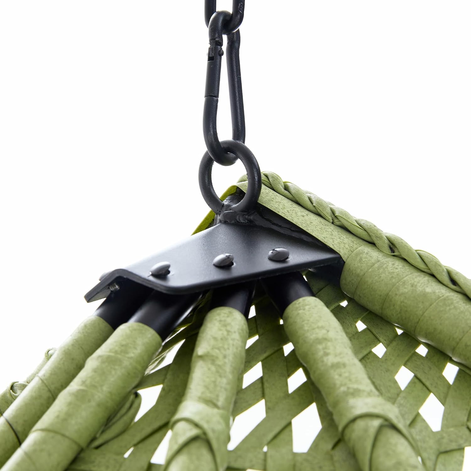 Hanging Egg Chair with Stand & Cushions, Outdoor and Indoor Hammock Rattan Swing Chair 350 lbs Capacity with Aluminum Steel Frame for Patio, Balcony, Backyard and Living Spaces (Green)