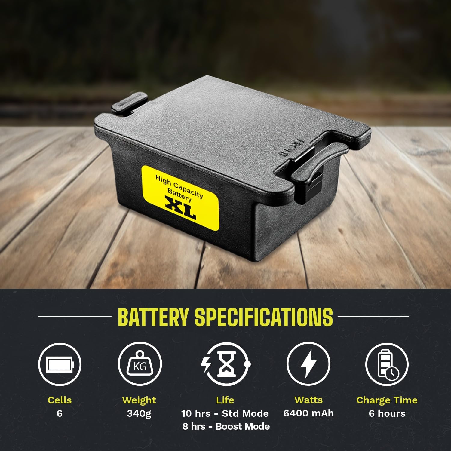 Ozonics SG-BA03XL Extended Life Rechargeable Battery for HR300, HR500, OrionX & DriWash Pulse Ozone Generator – Hunting Accessory with Runtime Up to 10 Hrs in Standard & 8 Hrs in Boost Mode