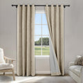 Fcosie 100% Light Blocking Chenille Drapes 96 inches Length, Nickel Grommet Top Curtains for Patio Door Apartment Window Gazebo Outdoor, Total Blackout Draperies, Beige 84' W by 96' L (2 Panels)