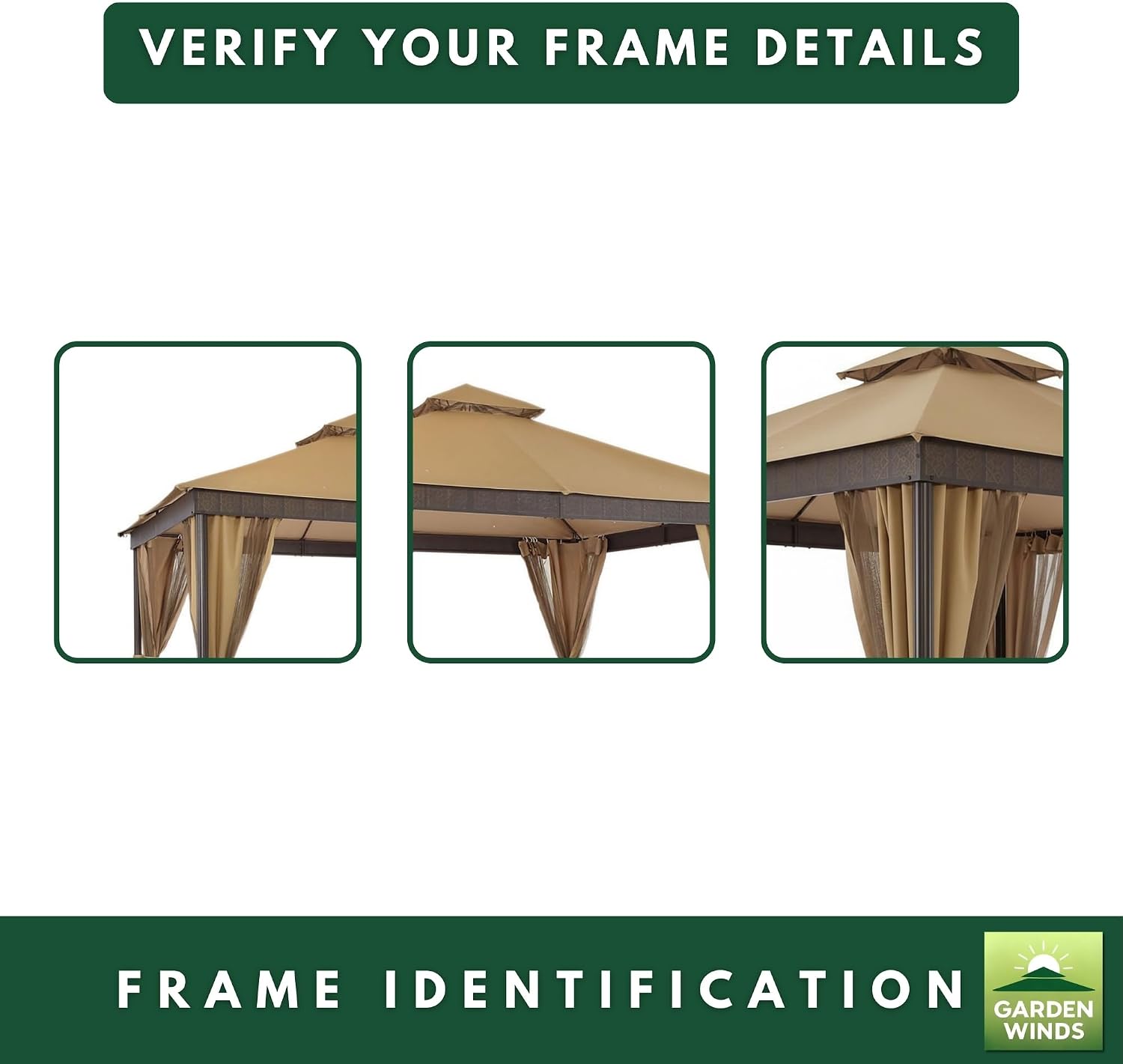 Garden Winds Durable 350 Replacement Canopy Top Compatible with La Palma I and II 10' x 12' Gazebos Models 5LGZ6530-5, 5LGZ6530 - Beige