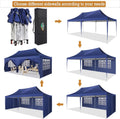 COBIZI 10x20 Pop Up Canopy with 6 Sidewalls 3.0, Wedding Party Outdoor Gazebos UV50+ Waterproof Tent for Parties, 3 Adjustable Heights, Blue(Frame Upgraded)
