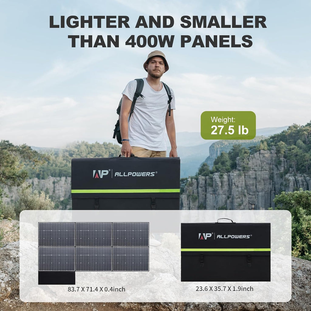 ALLPOWERS SP039 600W Foldable Solar Panel, 24% Efficient IP66 Waterproof for RV Camping Home & 12V Systems, Compact Portable Design