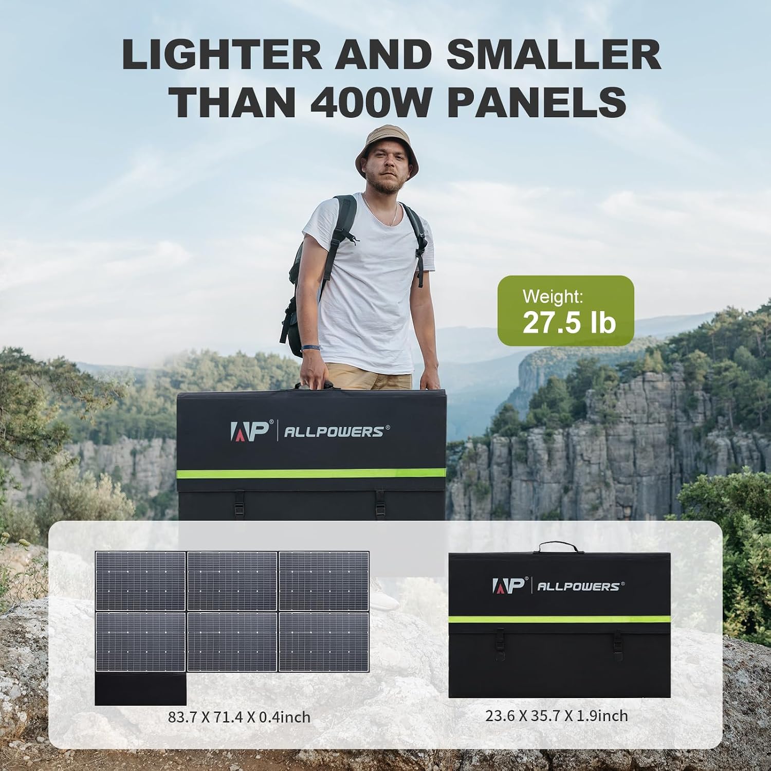 ALLPOWERS SP039 600W Foldable Solar Panel, 24% Efficient IP66 Waterproof for RV Camping Home & 12V Systems, Compact Portable Design