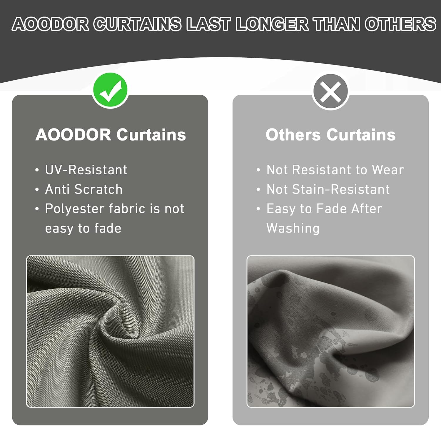 Aoodor 12x16 ft Outdoor Gazebo Curtains, 4 Panels Waterproof Privacy Sidewall Replacement with Zipper for Patio Pergola and Canopy, Gray