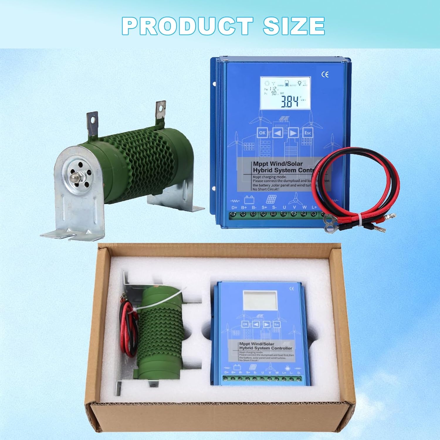 15000W Wind Solar Hybrid Charge Controller - 24V/48V Auto, MPPT Boost Charge Regulator with LCD Display and Dump Load ,24V/48V