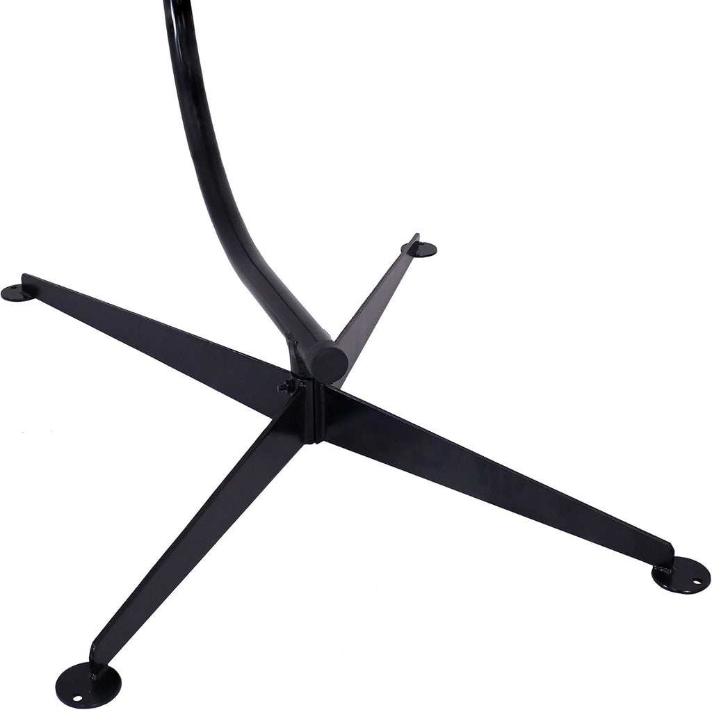 Sunnydaze Steel C-Stand for Hanging Hammock Chair - Indoor or Outdoor Use - Durable 300-Pound Capacity - Black