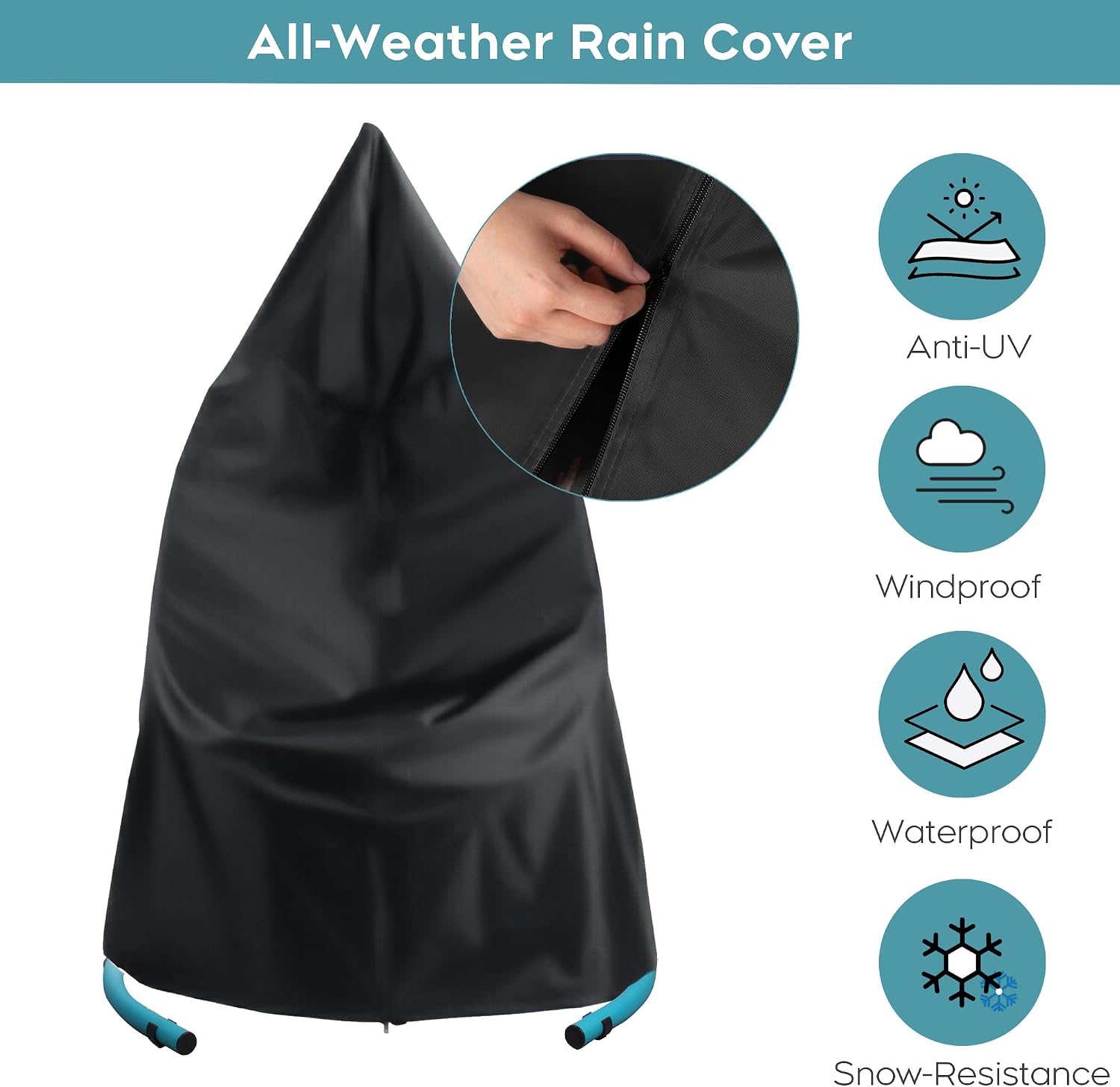 Hanging Egg Chair with Stand, Outdoor Swing Egg Chair with Rain Cover, 400 LBS Capacity All-Weather PE Wicker Swing Chair with Waterproof Cushions