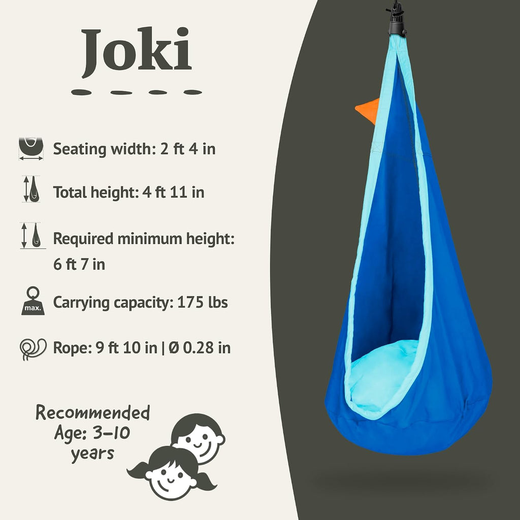 La Siesta® Joki Air Hanging Nest Sensory Swing for Kids - Weather-Resistant Outdoor Indoor Swing for Kids, Hammock Chair Pod Swing Ages 3-12 - Dolphy
