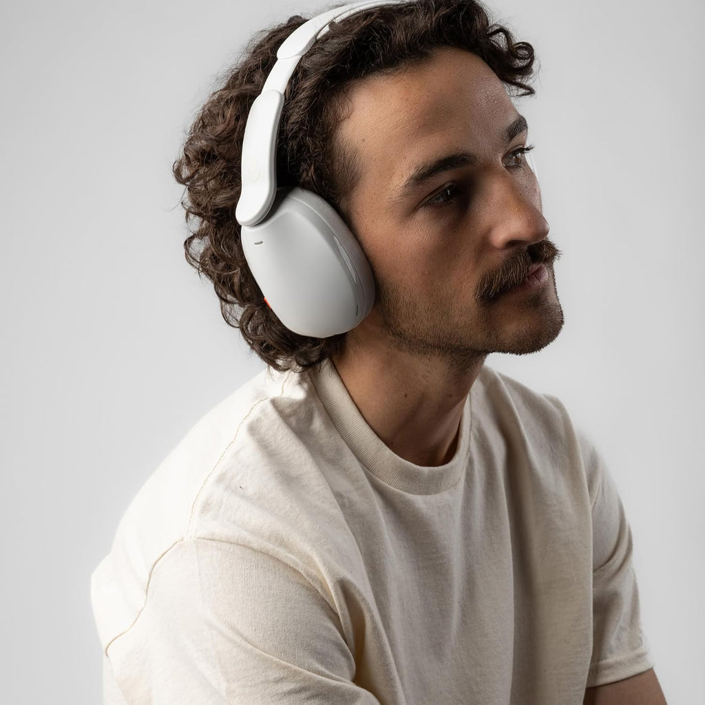 Skullcandy Hesh 360 Wireless Over-Ear Bluetooth Headphones, Up to 100 Hours Battery, Noise Isolating Fit, Flat-Folding Collapsible Design, Microphone iPhone Android - Bone