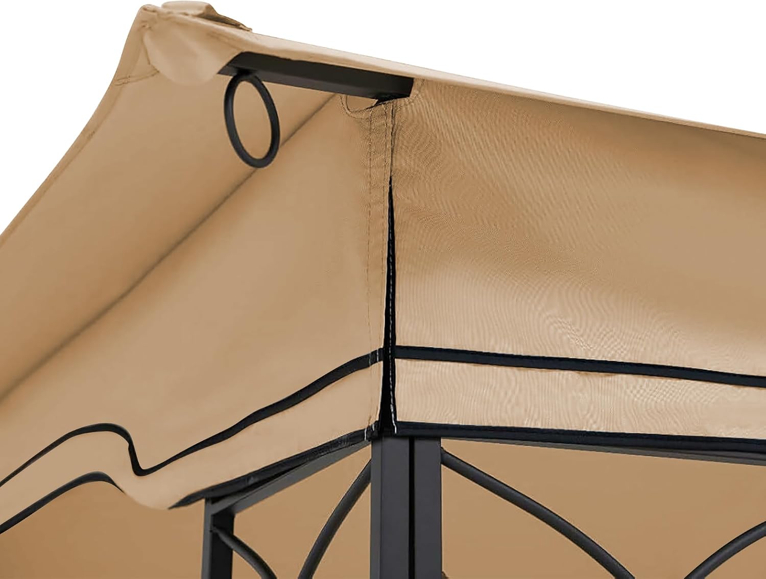 10x12 Ft Outdoor Patio Gazebo Replacement Canopy, Double Tiered Roof Top Cover, UV Protection & Waterproof Fabric, Fits 10x12 Gazebo Frame, Khaki (Frame Not Included)