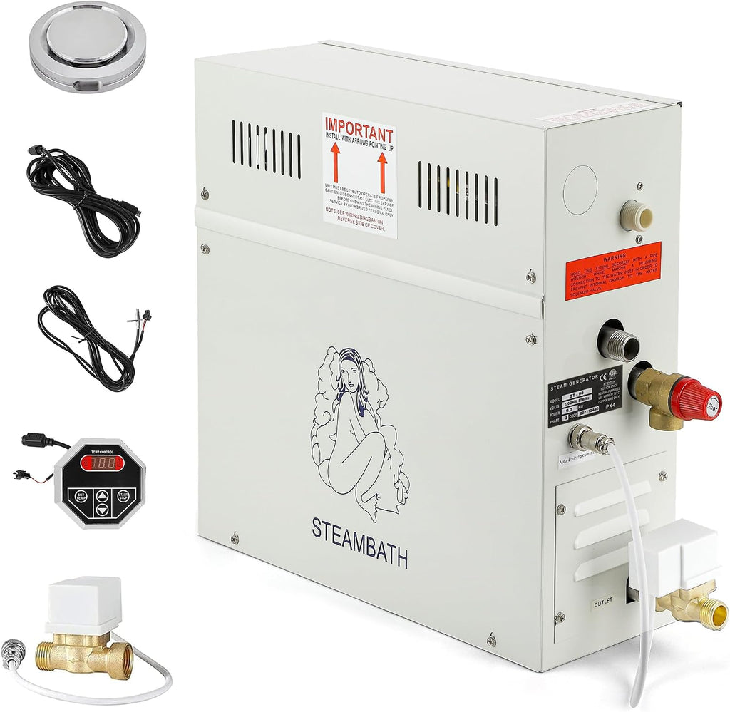 CGOLDENWALL 4.5KW Luxury Self-draining Steam Generator Shower Sauna Bath Home Steam Bath Spa Generator with waterproof Control and Auto Drain 95-131℉ for Suitable space heating 160 cubic feet (4.5KW)