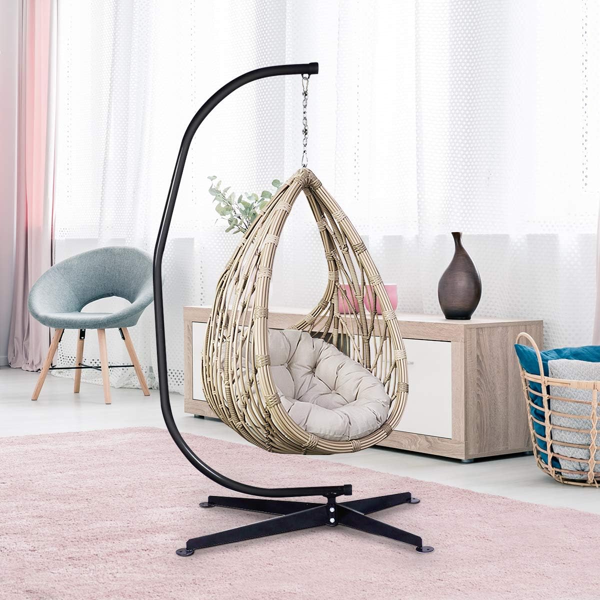 RELAX4LIFE Hammock Stand Heavy Duty Portable & Detachable C Stand for Hanging Hammock, Air Porch, Swing Chair, Outdoor & Indoor Usage