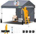COBIZI 10x10 Pop Up Canopy with One Button Push Center Lock,Ez Up Portable Carport Without sidewall,Waterproof UV50+ Outdoor Party Commercial Carport Canopy with Carry Bag(10 x 10 ft Gray)