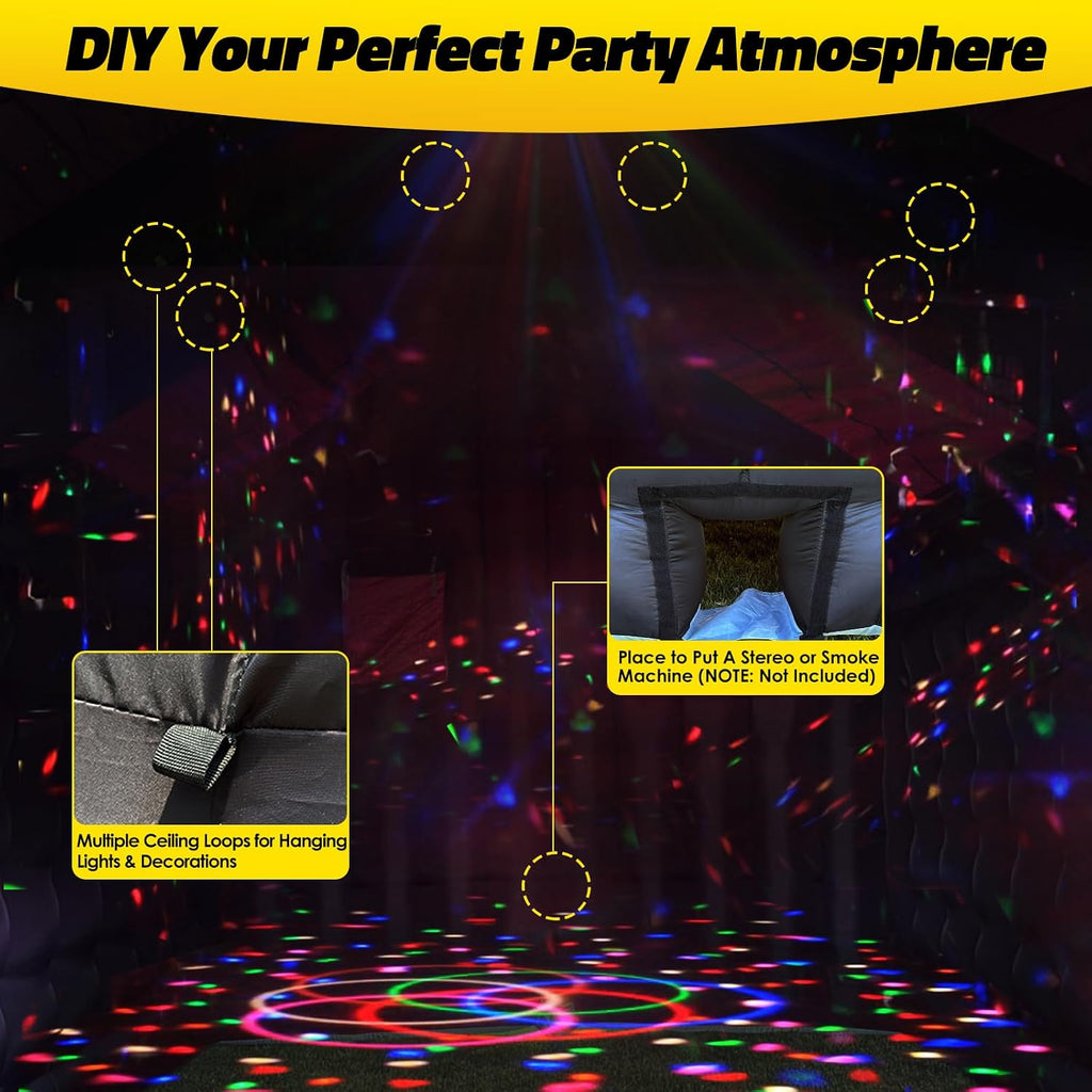 Large Inflatable Nightclub Tent 20X16.5X12Ft with Blower, Black Party Tent, Gazebo Event House for Wedding, Backyard Party, Birthday Celebration