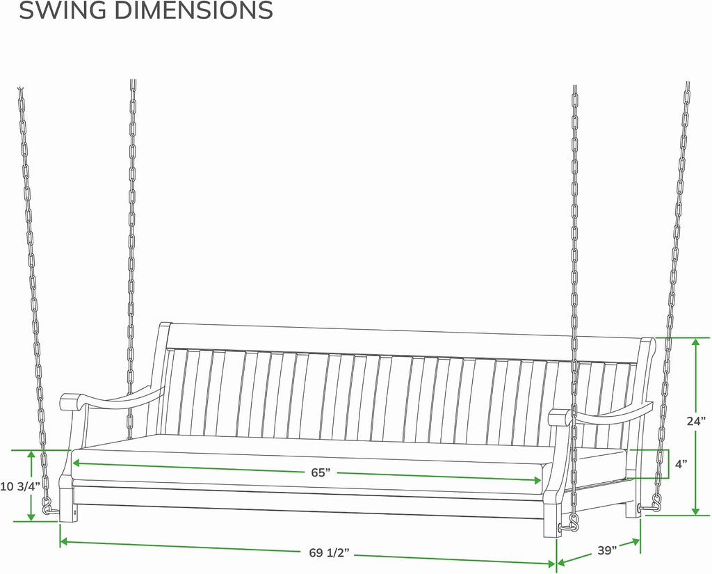 Cambridge Casual Robin Mahogany Wood 6 FT Porch Swing Bed, Upgraded Patio Porch Swing Daybed with Thick Oyster Cushion Support, 750 LBS, Outdoor Swing Bed for Garden, Backyard, or Porch