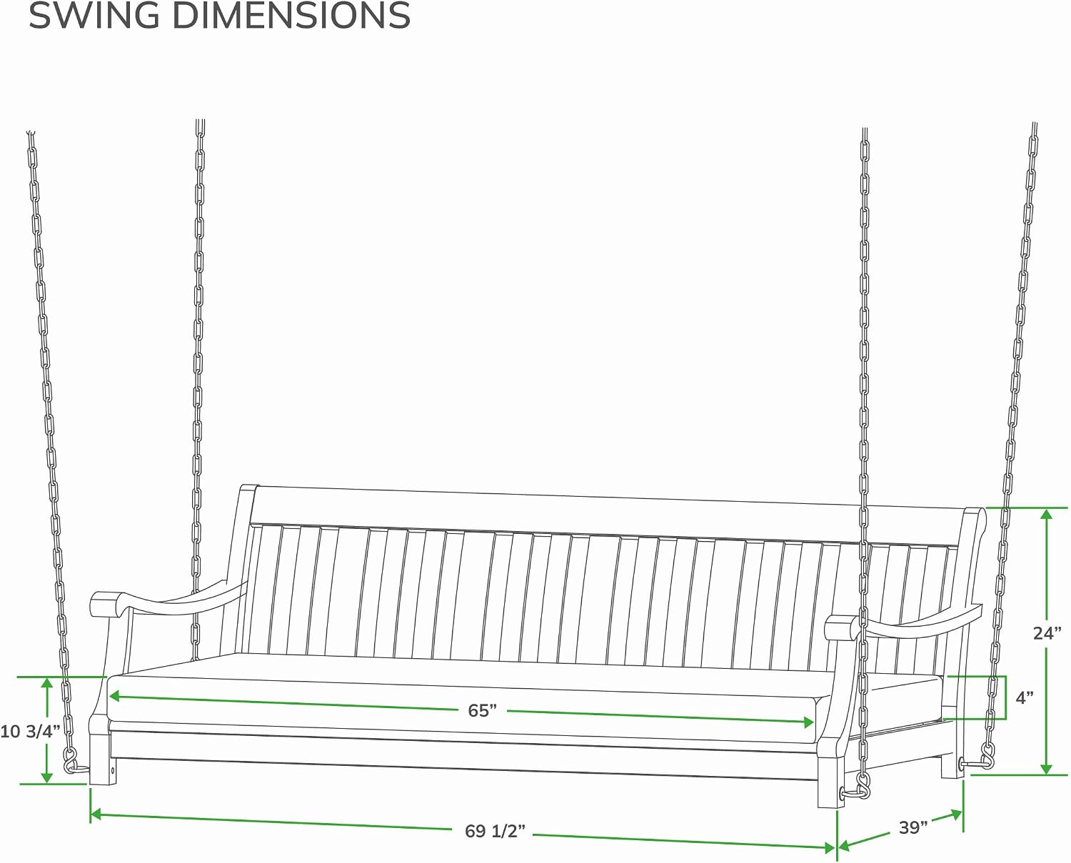 Cambridge Casual Robin Mahogany Wood 6 FT Porch Swing Bed, Upgraded Patio Porch Swing Daybed with Thick Oyster Cushion Support, 750 LBS, Outdoor Swing Bed for Garden, Backyard, or Porch