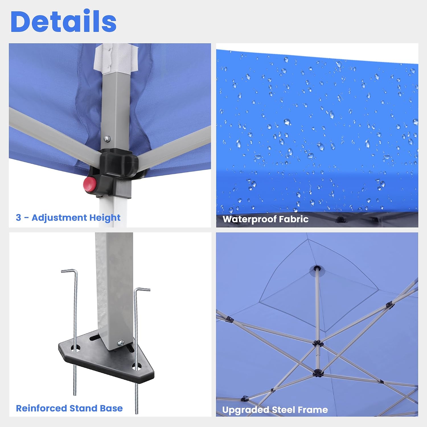 GDY 10'x20' Pop Up Canopy, Folding Party Tent with 4-Panel Removable Sidewalls, Heavy Duty Outdoor Commercial Instant Gazebo with Wheeled Bag, Blue.